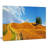 デザインアートCypress Trees on Floweredフィールド風景プリント壁アートワーク 20x12" PT11291-20-12