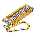 Beho-Carabiner修理ツール付きポケットマルチツールスクリュードライバーセット-ゴールド