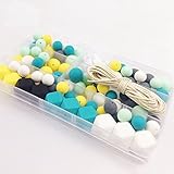 Mamimami Home 歯固め シリコーン製 ビーズ 12mm 15mm 17mm 52個/ゼント 噛のビーズ　円形 八角 おしゃぶりホルダー 授乳用ジュエリー DIY 材料パッケージ 「ボックス