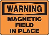 Accuform Signs MRAD360XV Adhesive Dura-Vinyl Sign, Legend "WARNING MAGNETIC FIELD IN PLACE", 10" Len