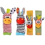amyove 4 x最新Wrist Rattles手Foots Findersベビー幼児ソフトおもちゃDevelopmental by LanLan