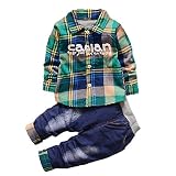 ベビー服 男の子用 シャツ ズボン (90, 緑)