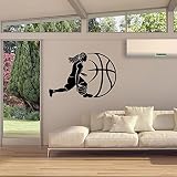 ホーム装飾壁アートプリンタ取り外し可能な壁ステッカースポーツスタイルバスケットボール壁装飾デカールKidsボーイズ、30.7 X 34.8 CM。。。 ブラック