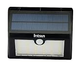 Intsun 44LED 高輝度 センサーライト 人感/明暗センサー 自由調光 暖/白調色可能 ソーラー充電式 LEDライト 壁掛け/門扉用ライト 夜間自動点灯 防水 防災/防犯 ブラック