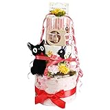 おむつケーキ オムツケーキ トトロ ジジ ジブリ 出産祝い 新生児 ダイバーケーキ おむつ 紙おむつ タオル パンパース ギフト 贈り物　１４ (ジジ)