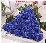 RaiFu 造花 人工バラ 人工花 リアルラテックスタッチバラ花花ウェディングホームデザインブーケDecors最高価格ギフトロイヤル ブルー 7センチメートル 20pcs