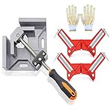 コーナークランプ 90度 木工用 溶接 固定板幅 調整可能 木工定規 Giagy 直角定規 DIY 工具 クランプ 3個 セット（作業手袋付き)