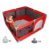 ドアとボール、オックスフォード布フェンス8パネルキッズアクティビティセンター男の子の女の子屋外屋内 (色 : 赤)