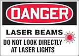 Accuform Signs MRAD111XV Adhesive Dura-Vinyl Sign, Legend "DANGER LASER BEAMS DO NOT LOOK DIRECTLY A
