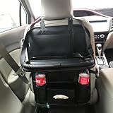 taclka車バックシートオーガナイザーテーブルトレイ付きベビーキッズPUレザー折りたたみ式ダイニングテーブルデスクiPadホルダーティッシュストレージバッグのポケット旅行