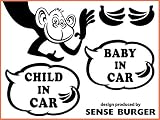 BABY IN CAR 楽しい おもしろい ステッカー MONKEY サル CHILD IN CAR 黒 #P01.