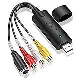 USB2.0 ビデオキャプチャー DATA ビデオ/VHS8mmビデオテープを してデジタル化 DVD ダビング PS4 Xbox ビデオ ゲーム機 キャプチャーデバイス パソコン取り 込み Windows 2000 / XP/Vista/Win 7/8/8.1/10対応 dvd パソコン 保存 Windows?Mac対応(ブラック)