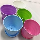 【★送料無料★】プラスチック プランター フレグラーポット 植木鉢 受け皿 5色 セット (Sサイズ)