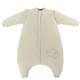 エルフ ベビー(Fairy Baby)オーガニックコットンベビースリーパー 寝袋秋冬用 防寒着長袖 2Way ストライプ グリーン