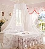 ホームCal Mosquitoベッドネッティングホワイト、ラウンドトップ3レイヤMosquito NetベッドキャノピーInsect Net保護with Hangingキット