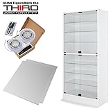 【JAJAN】フィギュアラック サード ワイド RGB(フルカラー) 付き本体 (扉) + 背面ミラー 2枚 幅83cm 奥行39cm ハイタイプ ホワイト 【正規品】[ 鍵付き コレクション ケース ][棚プレ対象商品]