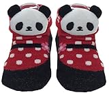 ツイン ベビーソックス パンダマスコット付 11~13cm ピンドット靴 レッド