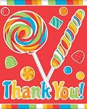 Creative Converting Sugar Buzz Thank You Notes、8カウント