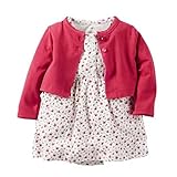 カーターズ Carter's カーディガン 半袖ロンパース ワンピース 2点セット ワインレッド ベビー服 女の子(18months(78-83cm)) [並行輸入品]