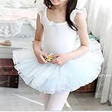 （ Angel Kids ） ベビー キッズ バレエ 練習用 レオタード 衣装 背中 Uタイプ ダンス アイススケート ウェア (120㎝, ライトブルー) …
