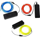 ELワイヤー セット3個 電池式 EL直径2.3mm 長さ5m （靑、緑、赤） 電池BOXセットx3個 【EL ネオンワイヤー EL照明 ELファイバー 光る衣装】