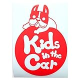 レッド（赤） 犬 フレンチブルドッグ 円 Kids in the car キッズ イン ザ カー キッズインカー ステッカー 窓ガラス用シールタイプ 車 ...