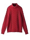 Angeliebe エンジェリーベ ケーブル 柄 タートル ネック ニット フリー レッド