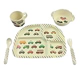 OEM 5 piece/set baby bamboo tableware dish set