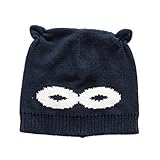 (トヨベイ)Toyobuy 可愛い 新生児 赤ちゃん ベビー 帽子 ニット帽子 子供 帽子 女の子 防寒 ニットキャップ 男の子 耳あて 秋冬 ネイビーL