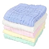 Walant ベビー用タオル ガーゼハンカチ 赤ちゃん用 6層ガーゼタオル ベビービブ 柔らかいフェイスタオル ガーゼタオル 吸水速乾 コットン100％ 5枚セット