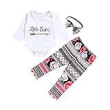 杜屋トヤ　新生児服　上下セット　長袖ロンパース　Ｔシャツ　パンツ　ヘッドスカーフ　ルームウェア　英字　花柄　かわいい　洋式　秋　冬　カジュアル　遊び　お出かけ　プレゼント　女の子　赤ちゃん　70/80