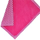 Cozy Wozy Quatrefoil Print Cotton and Minky Baby Blanket with Mitered Corners, Raspberry Pink, 32 x 