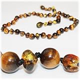 The Art of Cure Baltic Amber Teething Necklace for Baby (Green/Tigers Eye) - Anti-inflammatory ... b