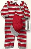 Atlanta Falcons赤グレーNFL新生児ストライプカバーオール&帽子セット