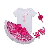 Marlegardベビー女の子4pcs 1st誕生日ドレスドット柄スカートヘアバンドシューズ US サイズ: XL カラー: ピンク