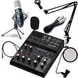 YAMAHA ミキサー AG06MK2 B(黒) + コンデンサーマイクMPM1000 + アーム型スタンドMPC1(黒) + ポップガードPO-5S + ミニケーブル 配信セット (black)