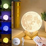 aissimio 3d印刷MoonランプUSB充電LED Night Light Moonlight夜ライトギフトカラーChangingホームデコレーションwithリモート13 cm