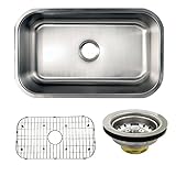 Kingston Brass KZGKUS3018 Gourmetier Undermount Single Bowl Kitchen Sink Combo with Strainer and Gri