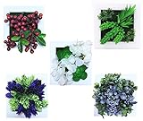 【La Bella】 ウォールグリーン 壁掛け 観葉植物 フェイクグリーン 人工 植物 造花 緑 インテリア (5個セットB)