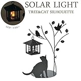 ソーラーライト LED ガーデンライト 光センサー付 屋外照明 Tree＆Cat 猫のシルエット