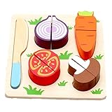 Ajusen お家 おもちゃ 知育玩具 子供用 木製 フルーツ 野菜 デザート　切り (カラー4)