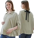 Sweet Mommy 授乳ケープにもなる シフォンブラウス バックリボン さらさら抑揚ポンチョ 袖ロールアップ可 リボン2種類 取り外し可能 バックシャン 産前産後 授乳服 マタニティ F ライトカ