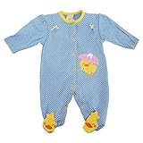 赤ちゃん・ベビー用 ガールズ ひよこのデザイン ドット柄 長袖ボディースーツ 長袖ロンパース オールインワン 女の子 (新生児) (ブルー/イエロー)