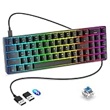 メカニカルキーボード ゲーミングキーボード 青軸 2.4GHz無線/ブルートゥース/有線 type c USB充電式 ホットスワップ RGBバックライト付き 全キー防衝突 4000mAh MacOS/Windows/iOS/Android/ps4/switch対応 充電式キーボード type c USB接続 69キー 英語配列 コンパクト