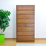 幅80cm 高さ160cm　80タワーチェスト 8段 日本製 国産 桐 桐無垢集成材 タンス 完成品 (ブラウン) AYU-3-134-BR