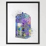 Dignovel Studios 8X10 Tardis Multi Colored Dr Who Watercolor Art Print Wall Art Hanging Home Decor N