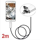 USB & Android Micro USB 2 In 1 HD 接続エンドスコープ 防水内視鏡 ファイバースコープ 200万画素 CMOS付き 8.0MMレンズ 調節可能なLEDライト6灯搭載 5