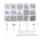 YFFSFDC 金具セット 15種 ハンドメイド アクセサリーパーツセット ゴールド アクセサリー パーツ ジュエリー ボールチップ チェーン ワニ口 DIY用 手芸用品 (シルバー)