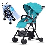 B型ベビーカー 軽量4.1kg ハイシート コンパクト michi 片手ワンタッチで開閉 機内持ち込み可能 6ヶ月～36ヶ月用 (グリーン)