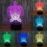 LED 3d Turtle illusion Visual変更ナイトライトデスクランプホームインテリア